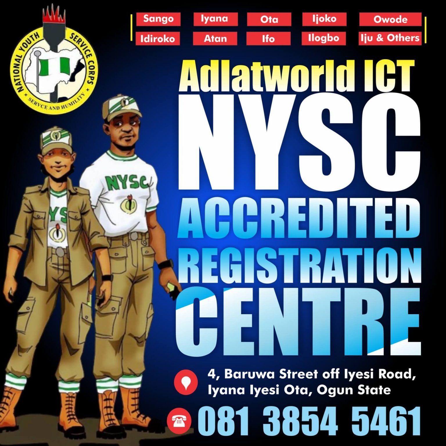 nysc accredited Registration Centre in Ota Ijoko Iju Owode Sango
